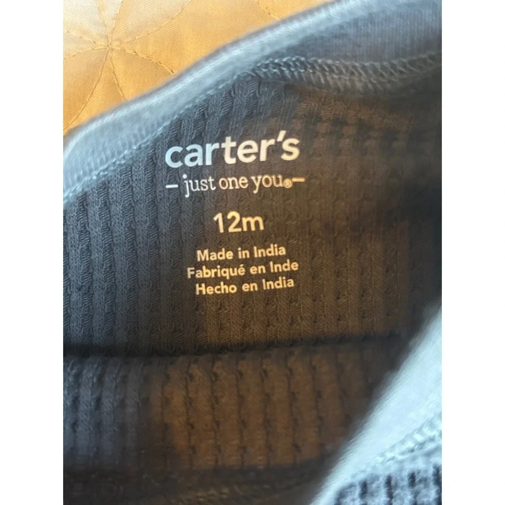 Carters Just One You 12M 4 Piece Set Lion Print Waffle Knit Grey Cream